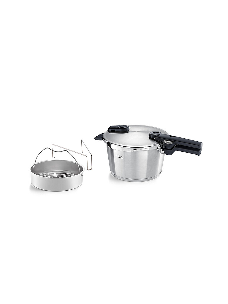 FISSLER Schnellkochtopf mit Dämpfeinsatz VITAQUICK 22cm /4,5l Edelstahl silber