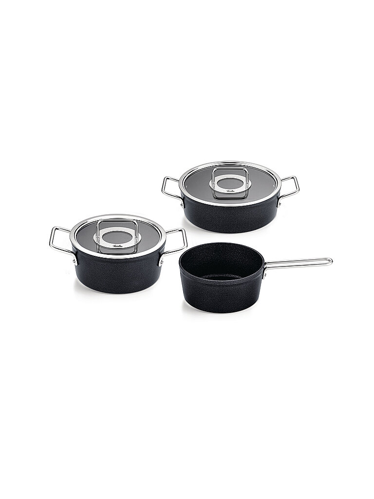 FISSLER Kochtopf Set 3tlg. mit Stielkasserolle ADAMANT Antihaft/Schwarz schwarz