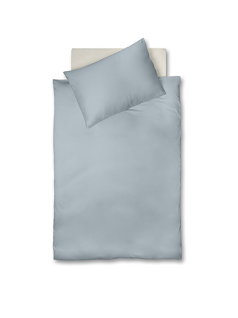 FLEURESSE Ropa de cama de satén Royal 70x90cm / 140x200cm Azul Perla gris claro