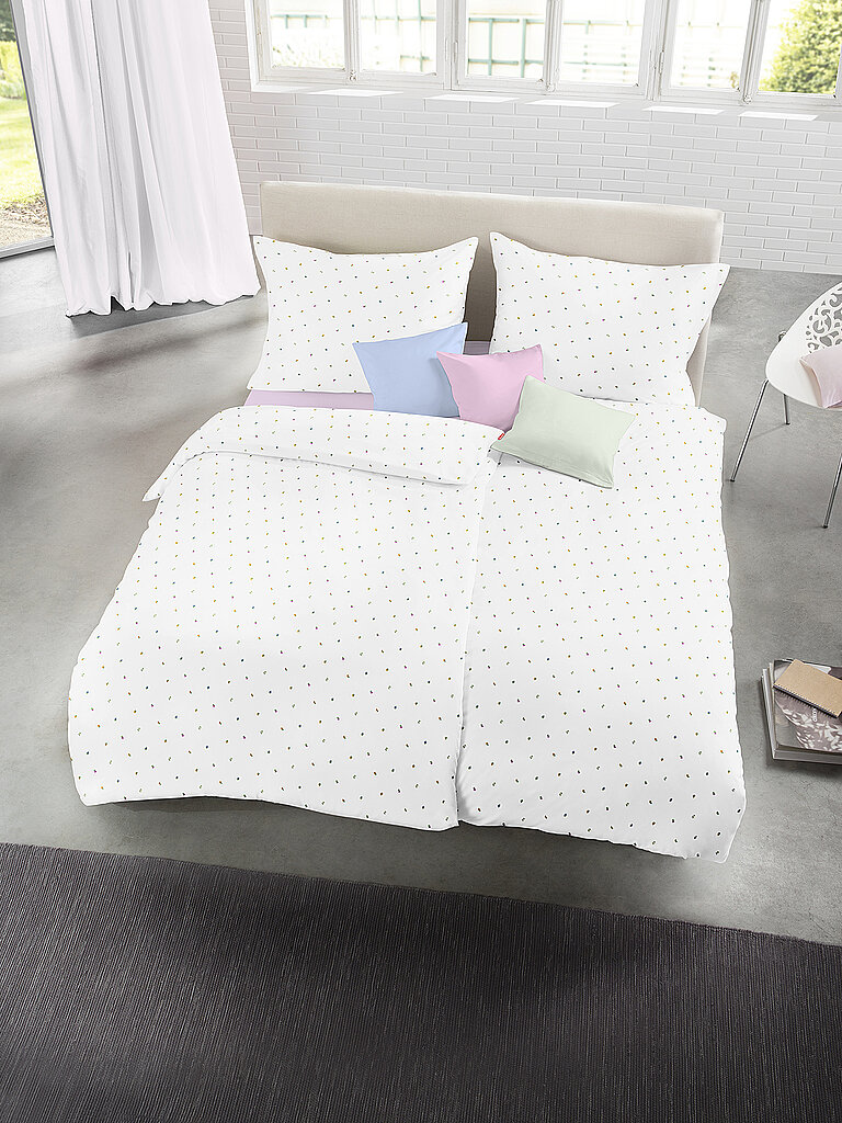 FLEURESSE Ropa de cama de satén Alt Wien 70x90cm/140x200cm Blanco/Flores blanco