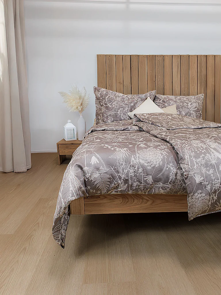 FLEURESSE Ropa de cama de satén 70x90cm/140x200cm MODERN GARDEN B Taupe marrón claro