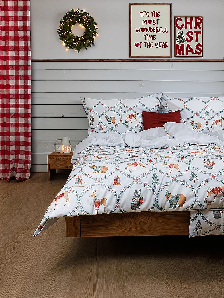 FLEURESSE Ropa de cama de satén SWEET ART 70x90cm / 140x200cm Invierno verde