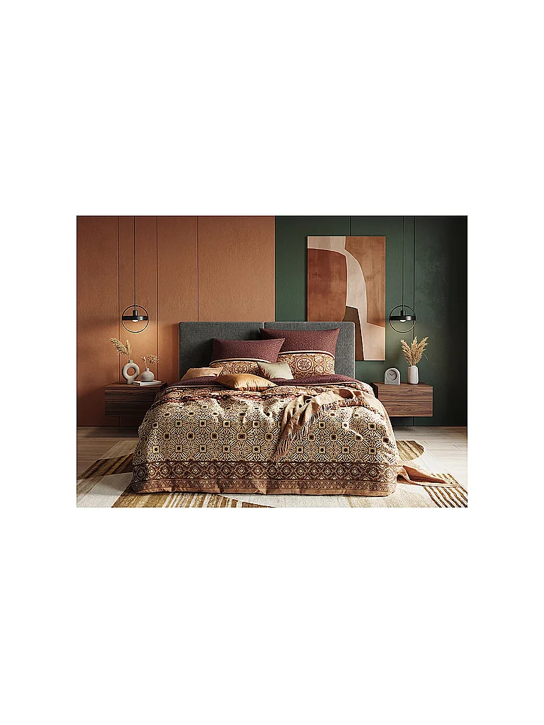 FLEURESSE Parure de lit en satin MODERN ART 2x70x90cm/200x200cm Marron marron