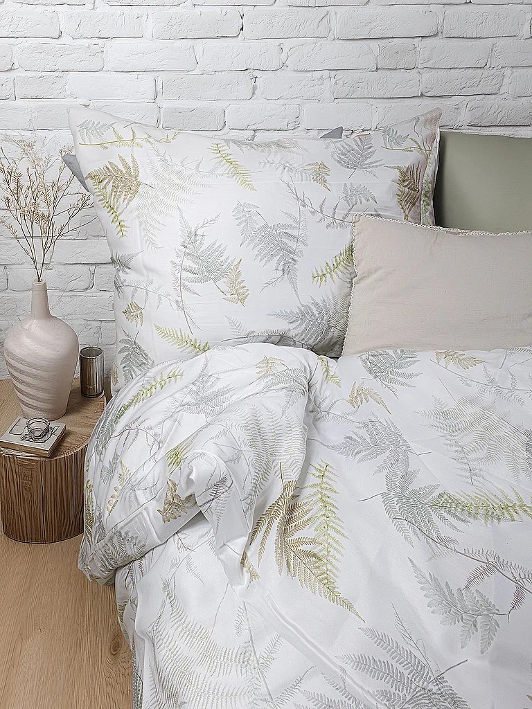 FLEURESSE Parure de lit en satin MODERN GARDEN 70x90cm / 140x200cm Clay Beige beige