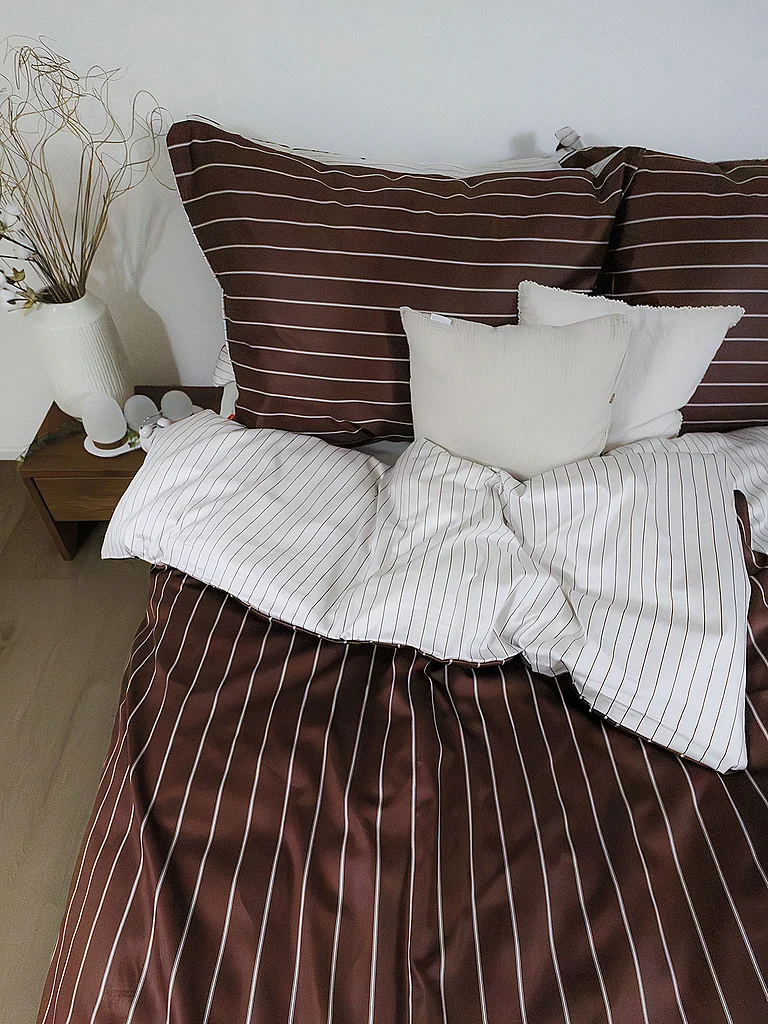FLEURESSE Ropa de cama de satén MODERN CLASSIC 70x90cm/140x220cm Hazel Dust marrón