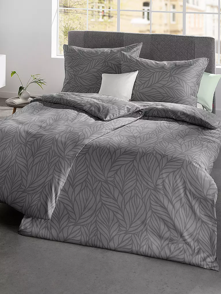 Hotelbettwäsche Lia 100% Baumwolle Anthrazit - Mit Reißverschluss