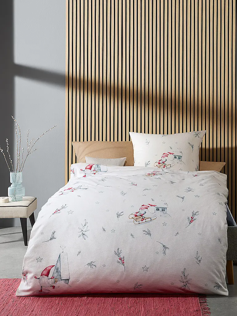 FLEURESSE | Flanell Bettwäsche 70x90cm/140x200cm ASPEN Snow White | Creme