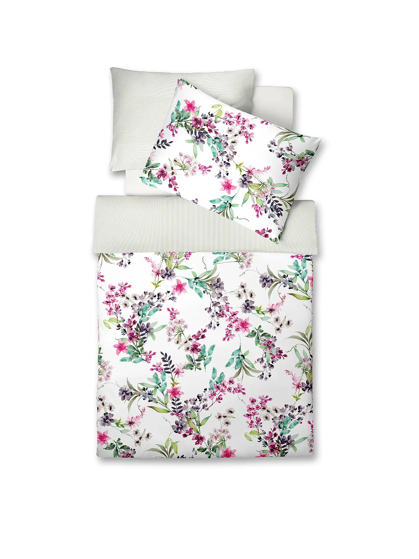 FLEURESSE | Satin Bettwäsche 70x90cm/140x200cm BED ART Veilchen | weiss