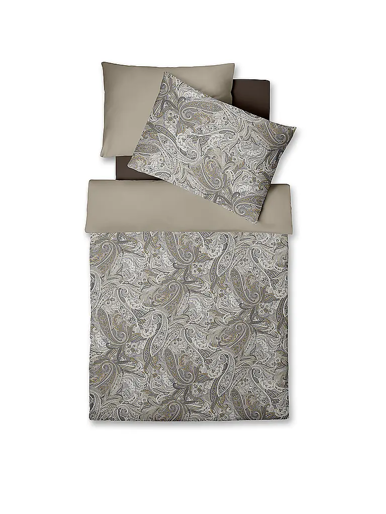 FLEURESSE | Satin Bettwäsche 70x90cm/140x200cm STOCKHOLM Taupe | Grau