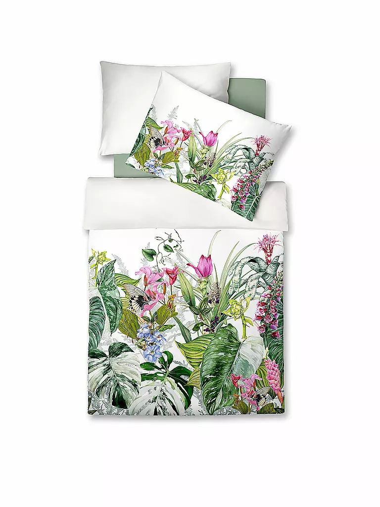 FLEURESSE | Satin Bettwäsche BED ART 70x90cm/140x200cm Aqua  | weiss