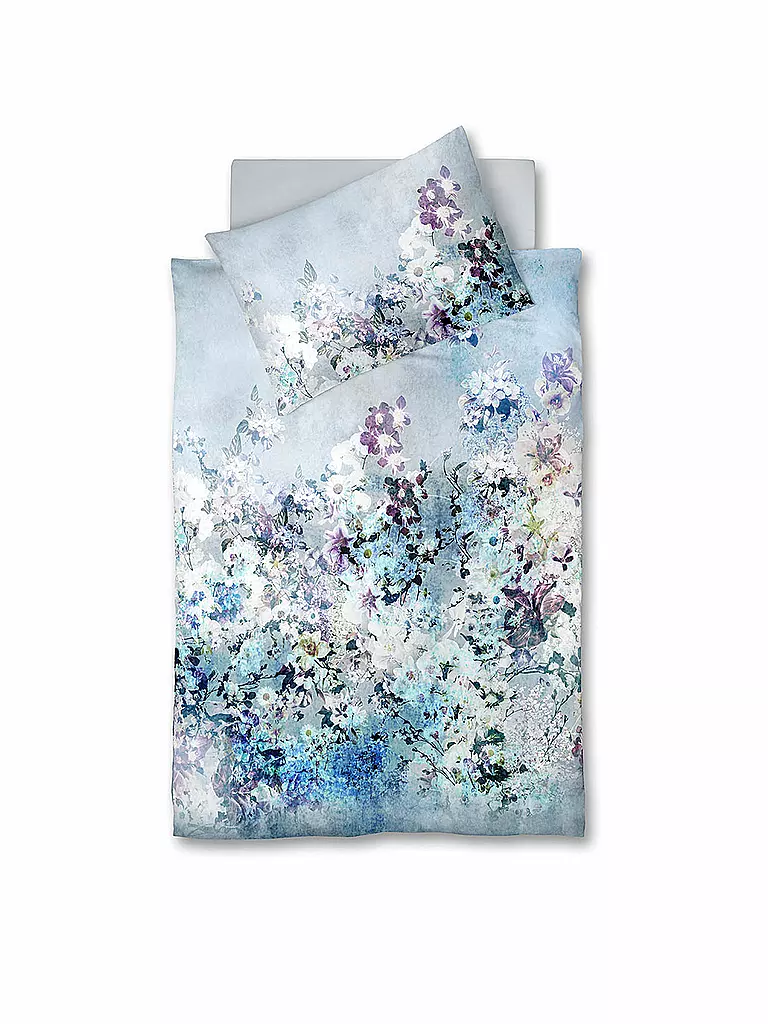 FLEURESSE | Satin Bettwäsche Flower Art 70x90cm / 140x200cm | blau