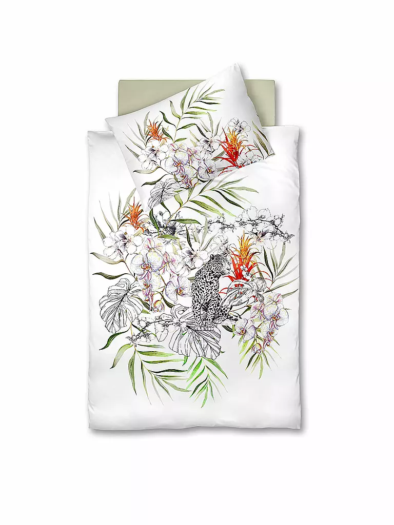 FLEURESSE | Satin Bettwäsche Flower Art 70x90cm/140x200cm White Orchid | weiss