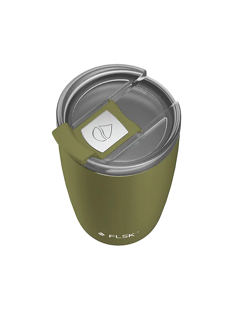 FLSK | Isolierbecher - Thermosbecher CUP Coffee to go-Becher 0,35l Edelstahl  Olive | Olive