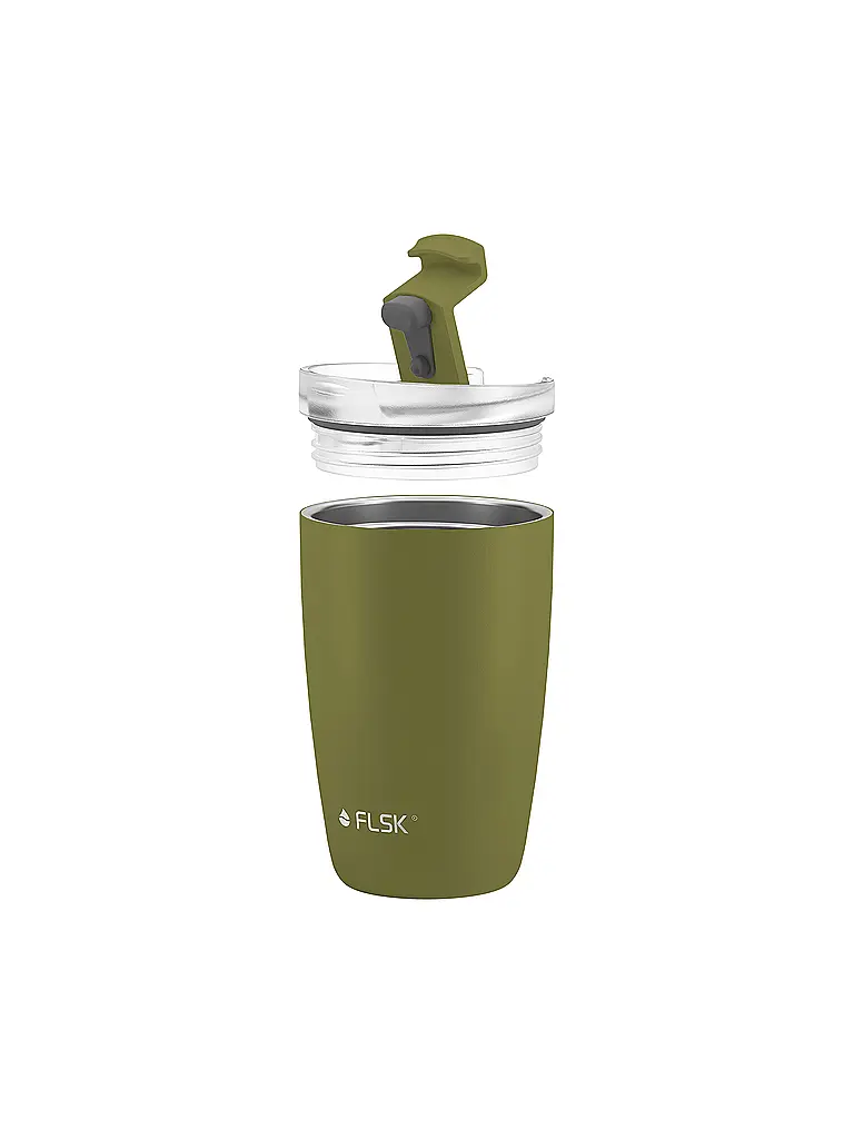 FLSK | Isolierbecher - Thermosbecher CUP Coffee to go-Becher 0,35l Edelstahl  Olive | Olive