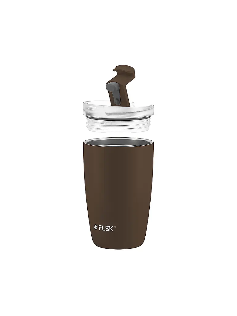 FLSK | Isolierbecher - Thermosbecher CUP Coffee to go-Becher 0,35l Edelstahl Chocolate | Braun