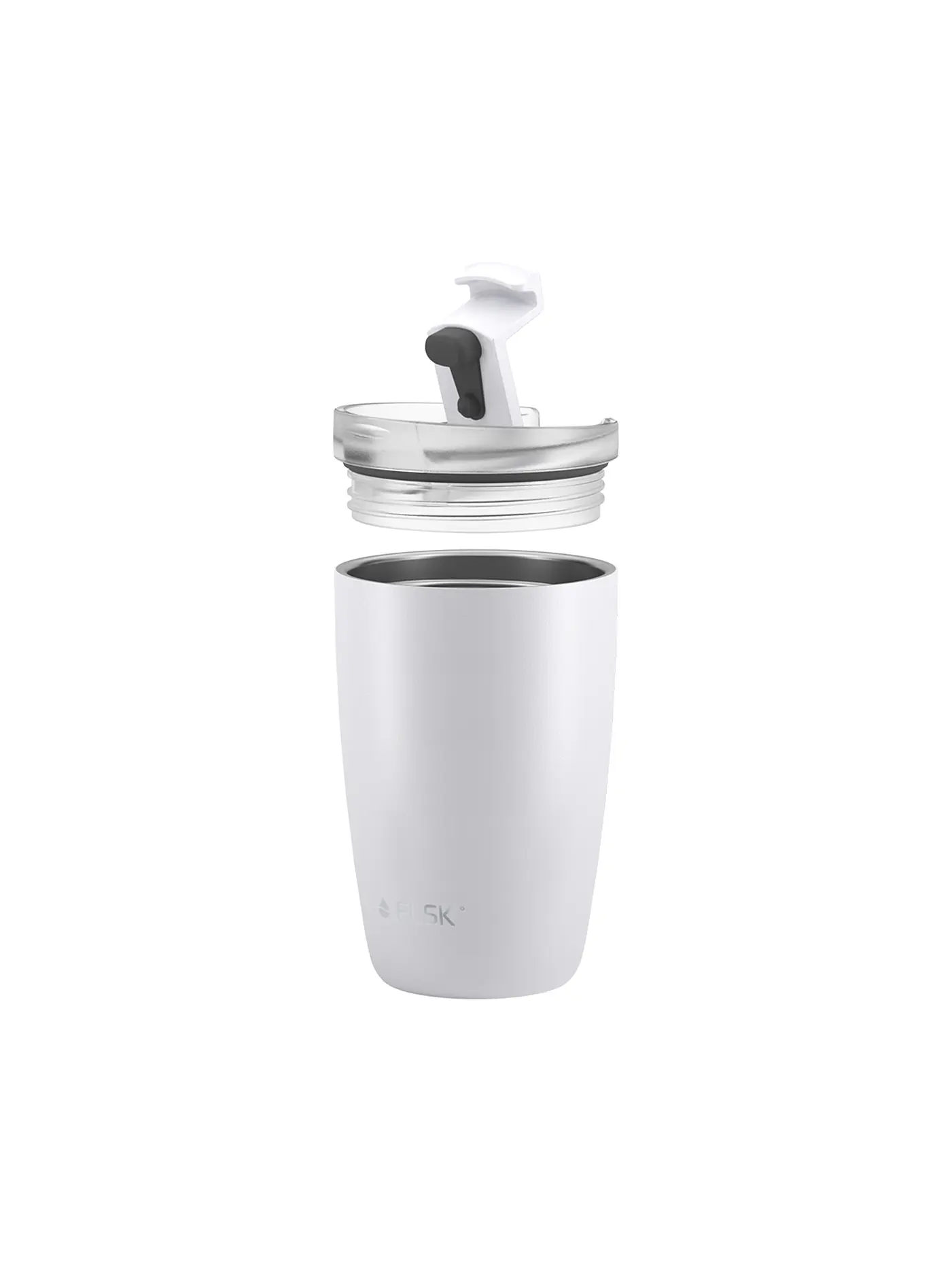 FLSK | Isolierbecher - Thermosbecher CUP Coffee to go-Becher 0,35l Edelstahl White | weiss