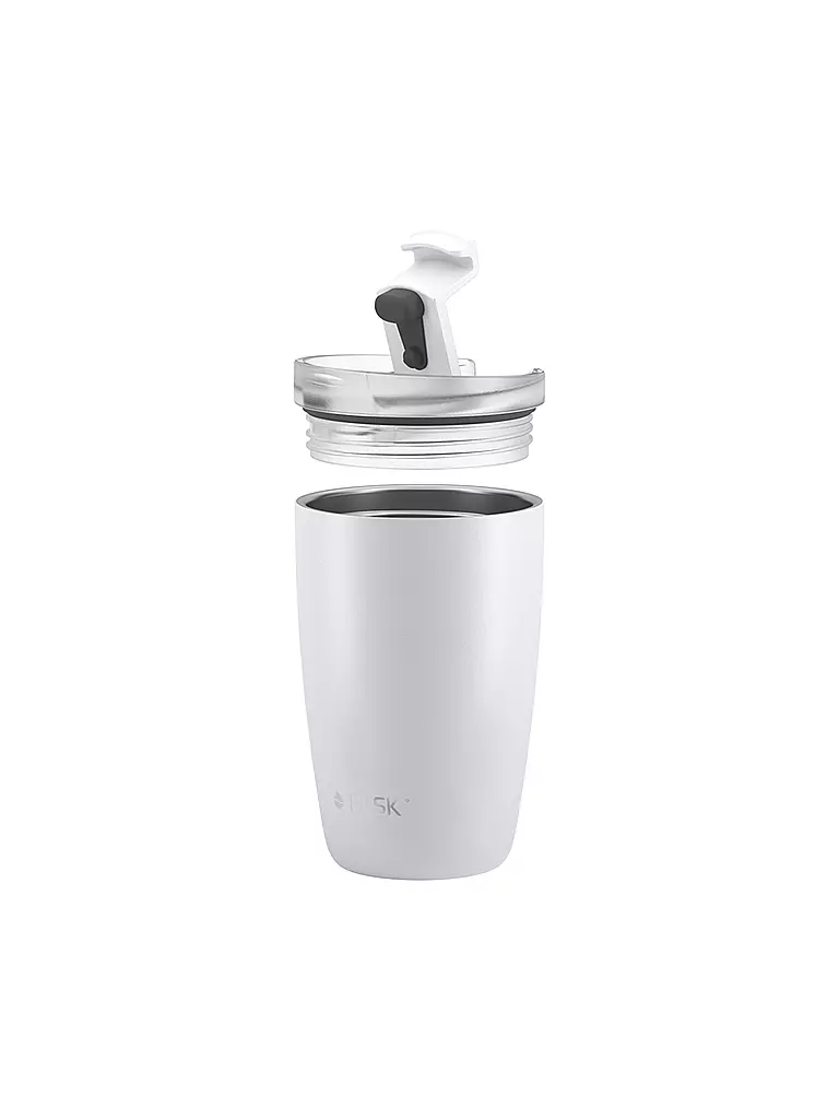FLSK | Isolierbecher - Thermosbecher CUP Coffee to go-Becher 0,35l Edelstahl White | dunkelgrün
