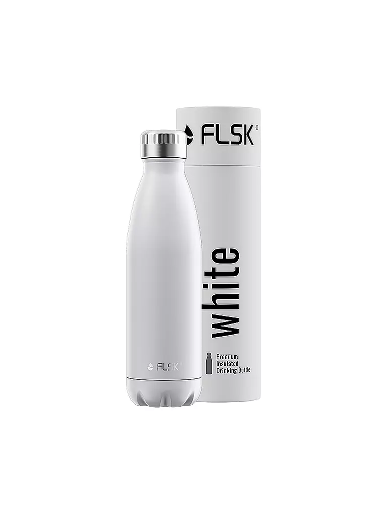 FLSK | Isolierflasche - Thermosflasche 0,5l Edelstahl White | dunkelrot