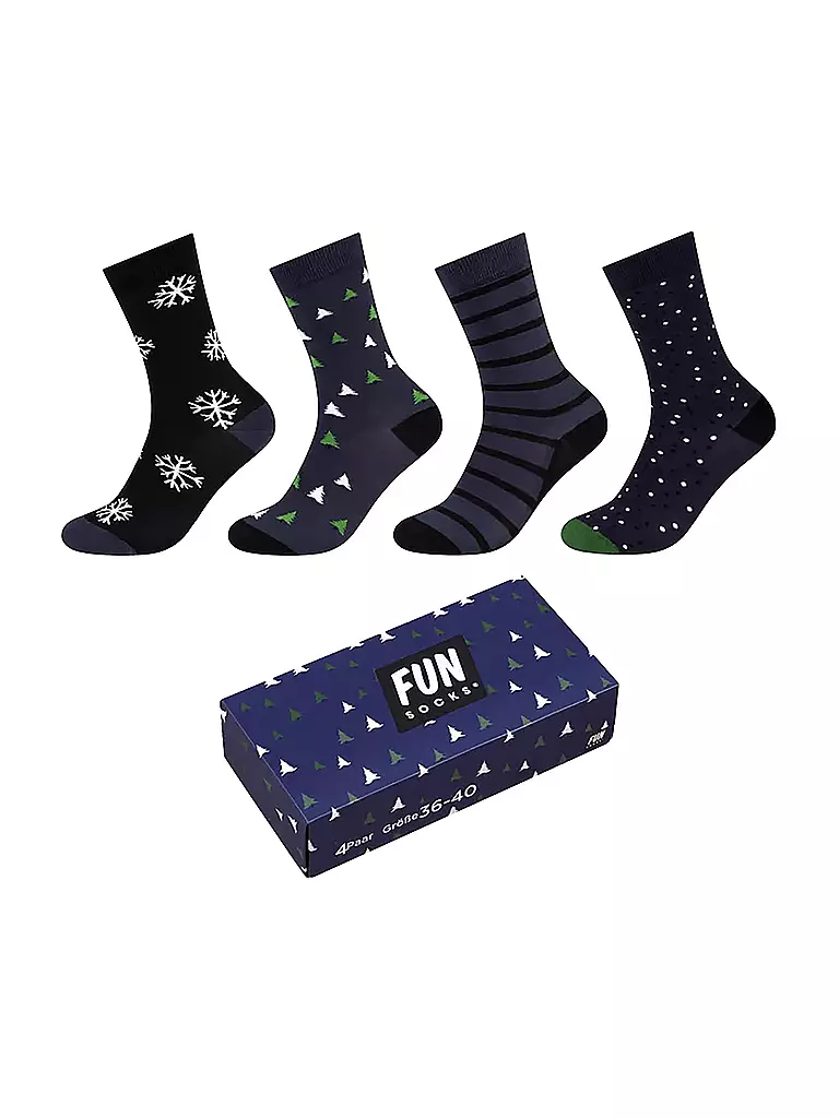 FUN SOCKS | Herren Socken CHRISTMAS BOX 4-er Pkg. medieval blue | blau