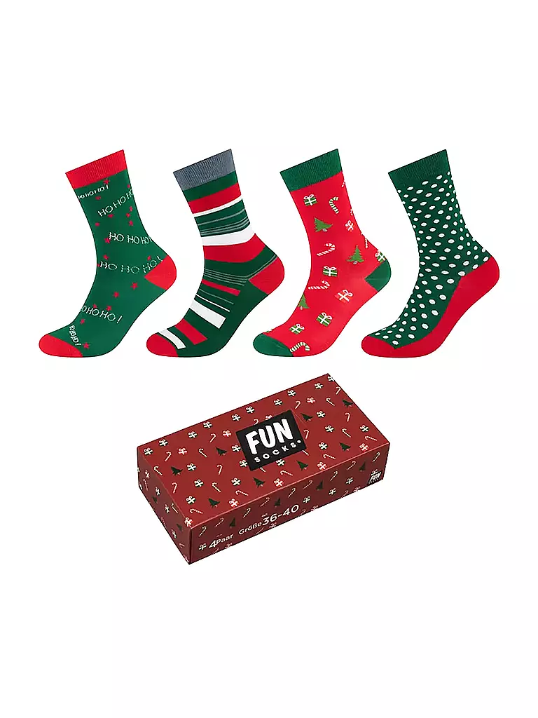 FUN SOCKS | Herren Socken CHRISTMAS BOX 4-er Pkg. verdant green | grün