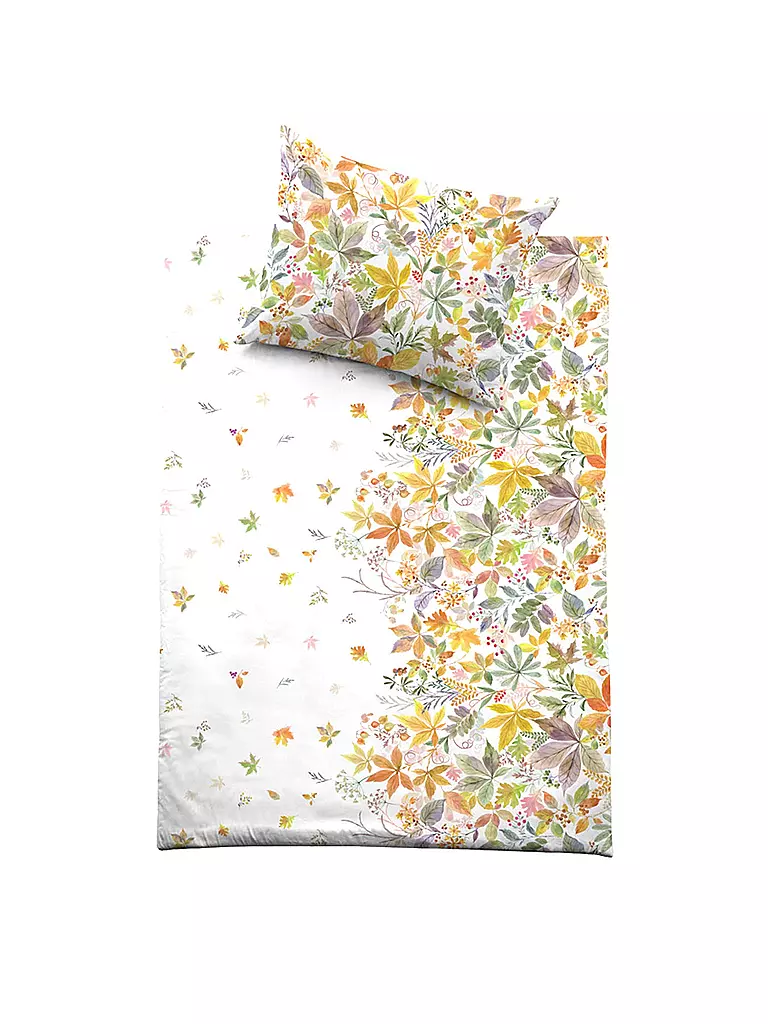 FUSSENEGGER | Premium Satin Bettwäsche 70x90cm/140x200cm Herbstblätter | gelb