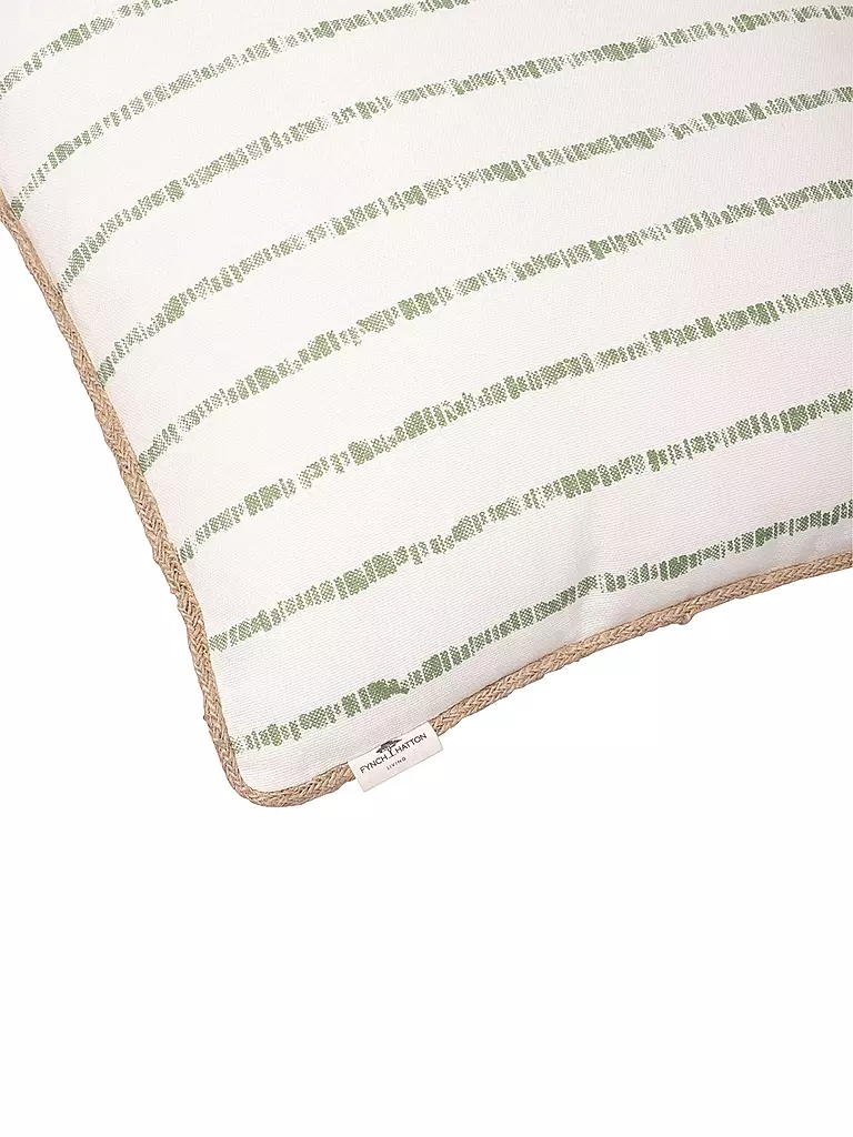 FYNCH HATTON | Kissen gefüllt KARIAMA 40x40cm Leaf Green Stripe  | dunkelgrün