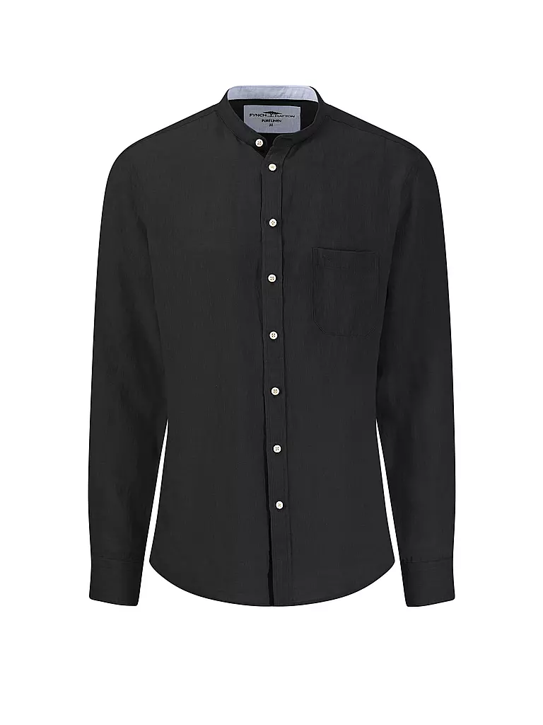FYNCH HATTON | Leinenhemd Casual Fit | schwarz