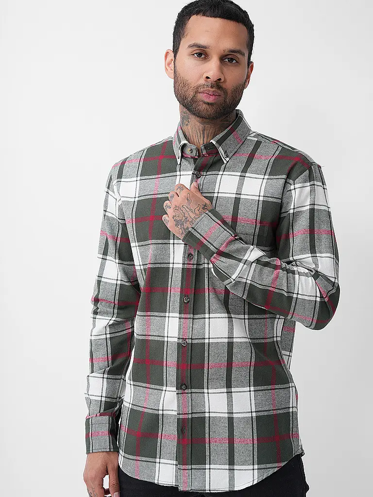FYNCH-HATTON | Flanellhemd Regular Fit  | Grün
