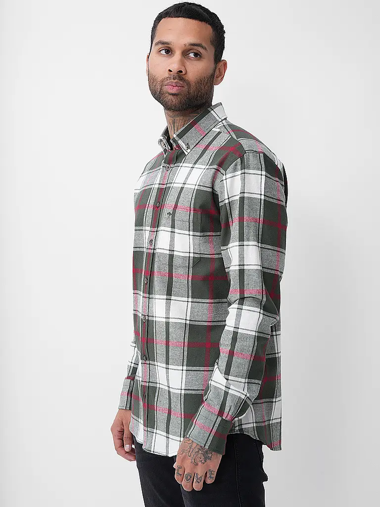 FYNCH-HATTON | Flanellhemd Regular Fit  | Grün