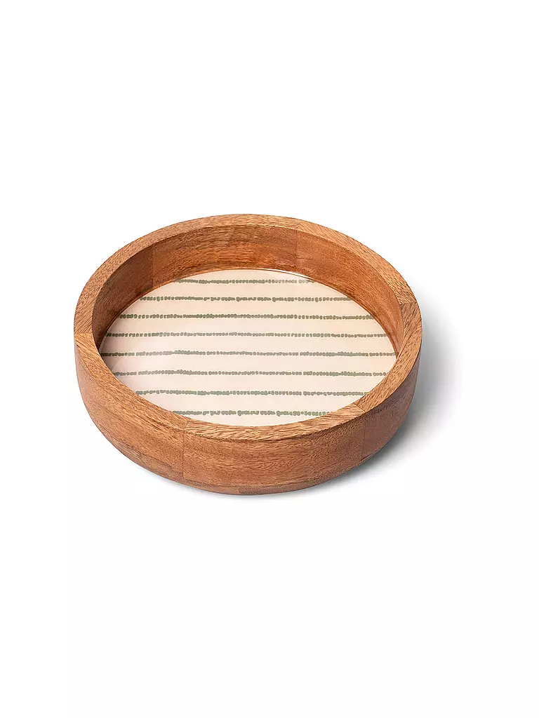 FYNCH-HATTON | Holztablett 22cm klein SINGA Leaf Green Stripe | Dunkelgrün