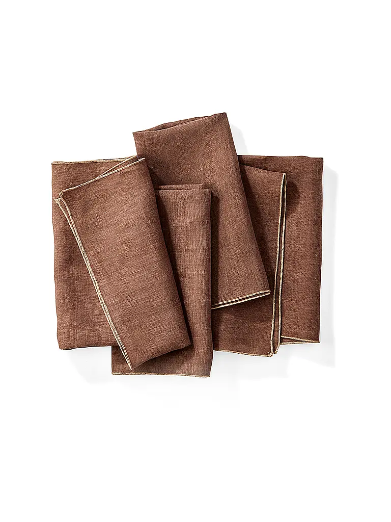FYNCH-HATTON | Leinen-Servietten 4-tlg LUMO Walnut | hellbraun