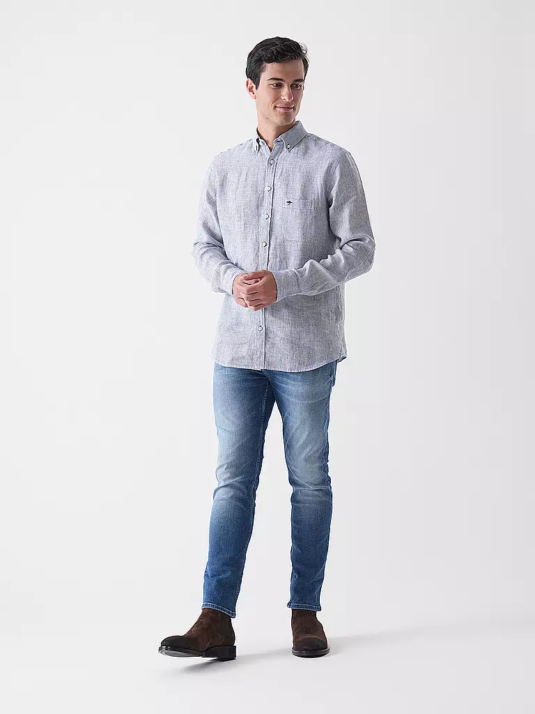FYNCH-HATTON | Leinenhemd Casual Fit | blau