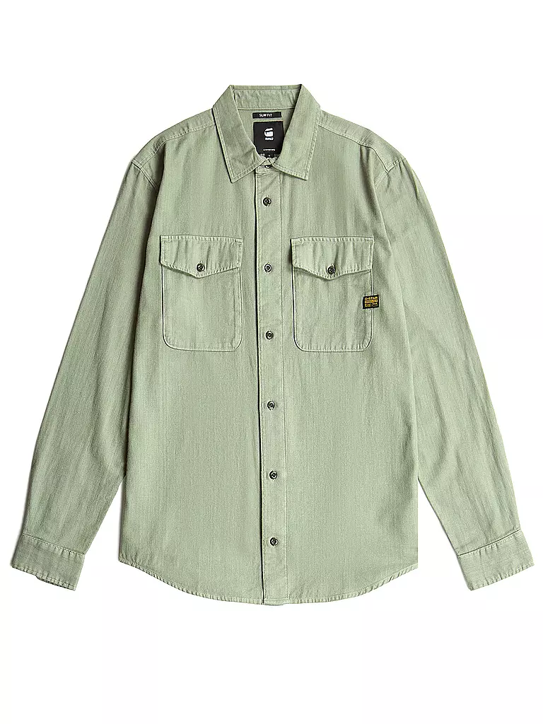 G-STAR RAW | Hemd Slim Fit MARINE  | hellgrün
