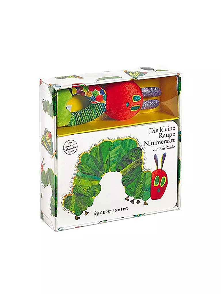 GERSTENBERG VERLAG | Die kleine Raupe Nimmersatt - Set mit Pappbilderbuch und Stoffrassel  | transparent
