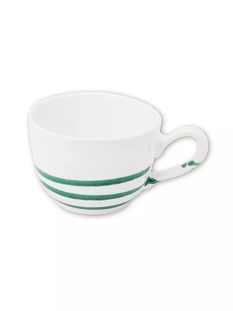 GMUNDNER KERAMIK | Kaffee-Tasse glatt 0,19l "Pur geflammt Grün" | grün