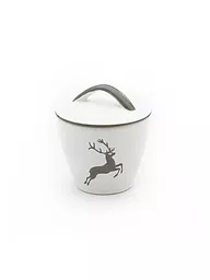 GMUNDNER KERAMIK | Zuckerdose Gourmet "Rubinroter Hirsch" 9cm | grau