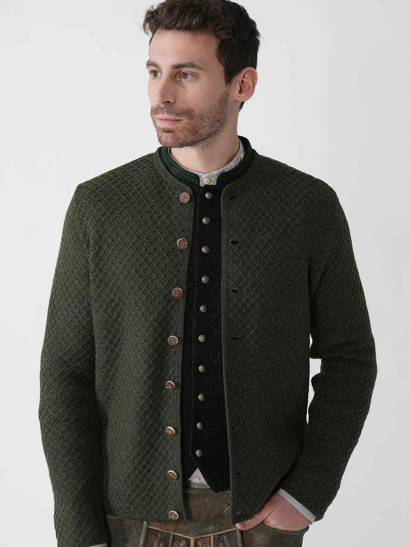 GOTTSEIDANK | Trachtenstrickjacke XAVER | dunkelgrün