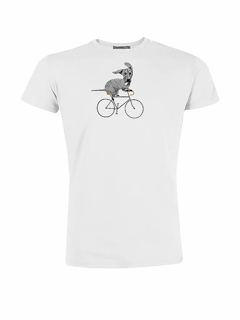 GREENBOMB | T-Shirt "Hund Bike" | weiß