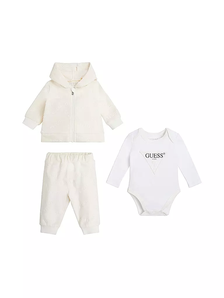 GUESS | Baby Set Sweatjacke, Body und Jogginghose 3 teilig | creme
