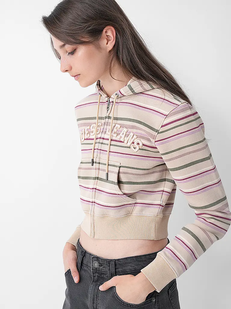 GUESS | Sweatjacke Cropped Fit | Beige