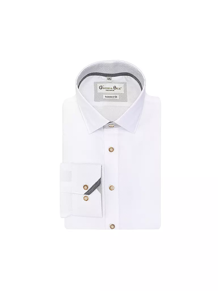 GWEIH & SILK | Trachtenhemd Tailored Fit  | weiss