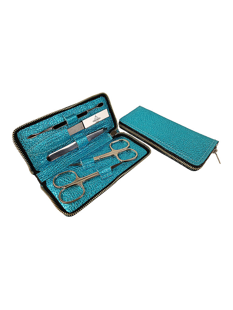 HAMMANN Set de manucure en cuir (Turquoise, 5 pièces)