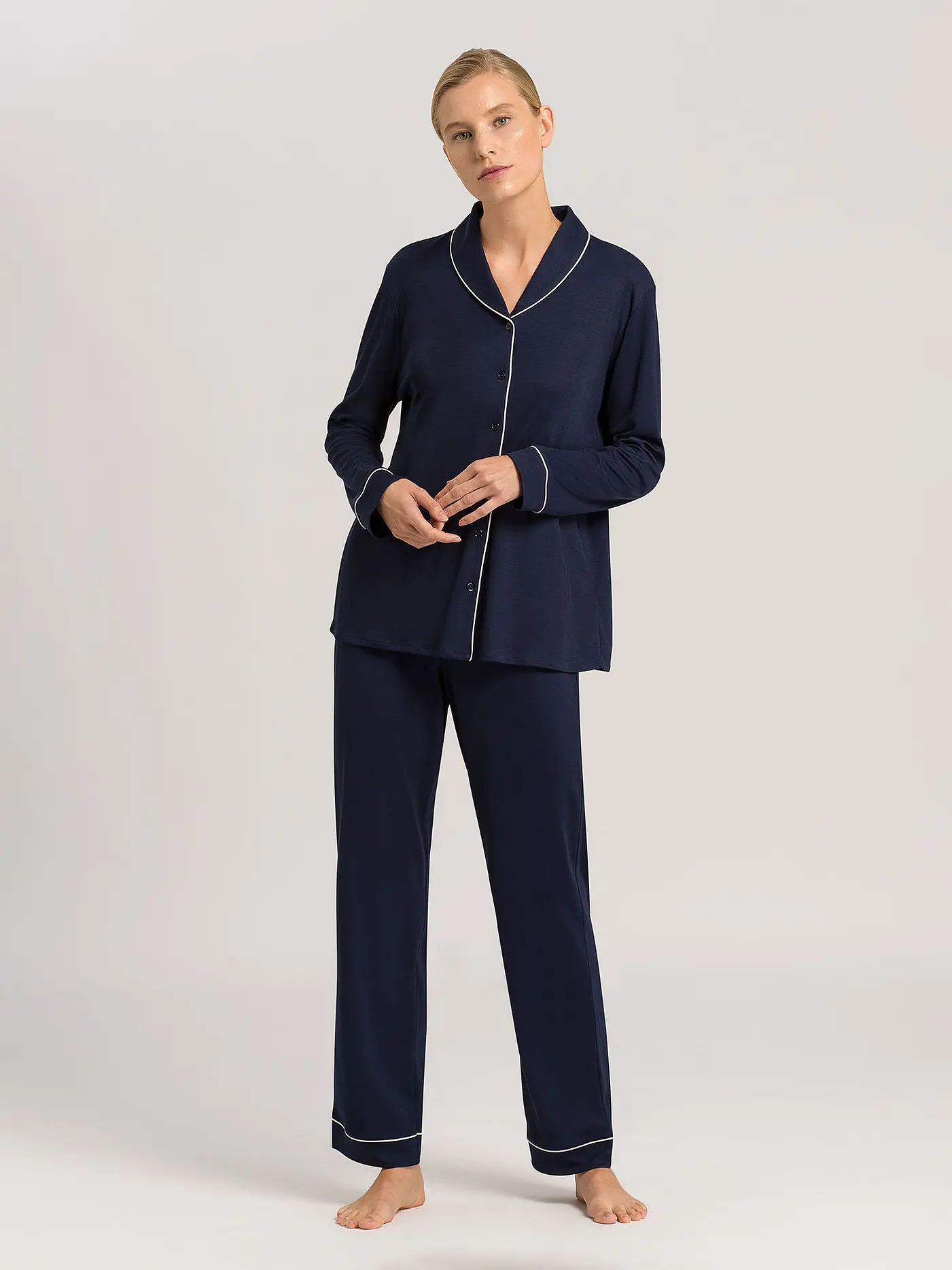 HANRO | Pyjama Natural Comfort | blau