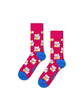 HAPPY SOCKS | Damen Socken LUCKY NEKO 36-40 dark pink
