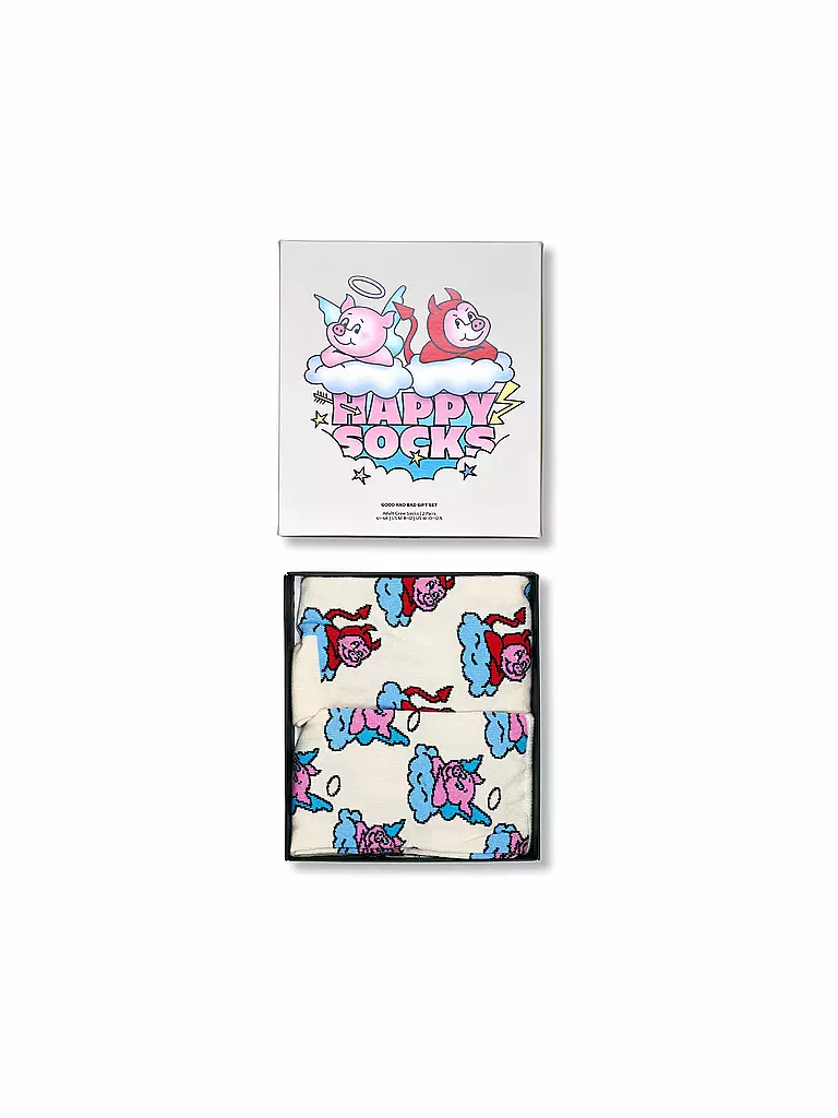 HAPPY SOCKS | Damen Geschenkset 2er Pkg. GOOD BAD PIG 36-40 white | creme