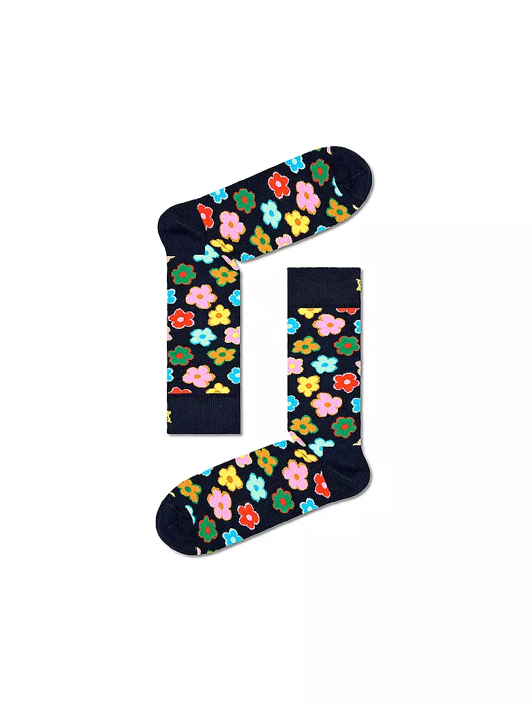 HAPPY SOCKS | Damen Socken 36-40 FLOWER navy | dunkelblau