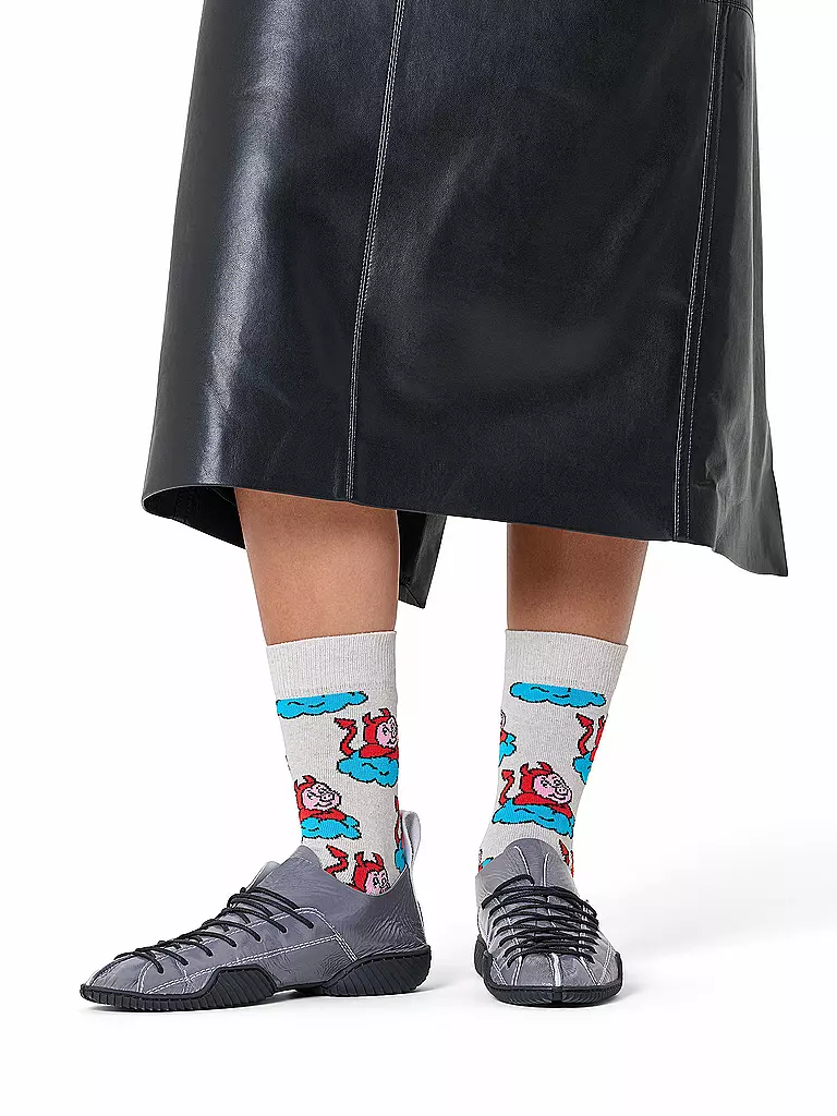 HAPPY SOCKS | Damen Socken BAD PIG 36-40 grey | hellgrau