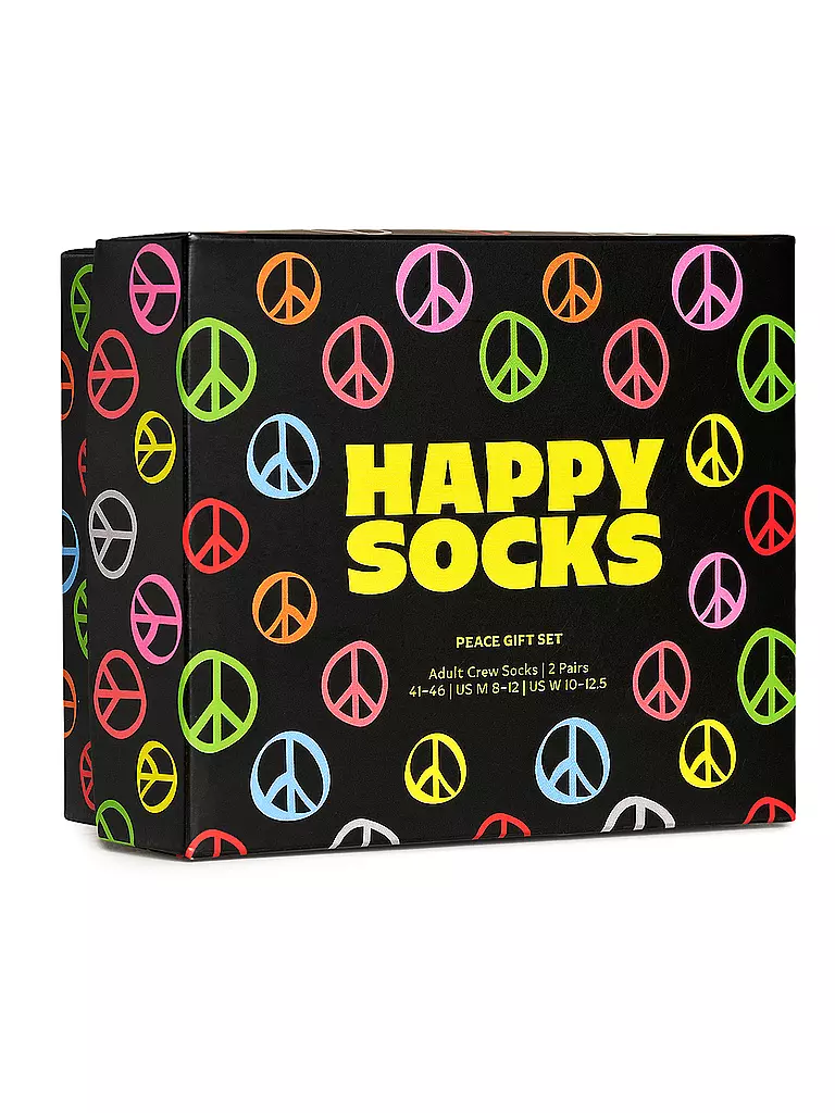 HAPPY SOCKS | Herren Geschenkbox Socken PEACE 2er Pkg 41-46 black | schwarz