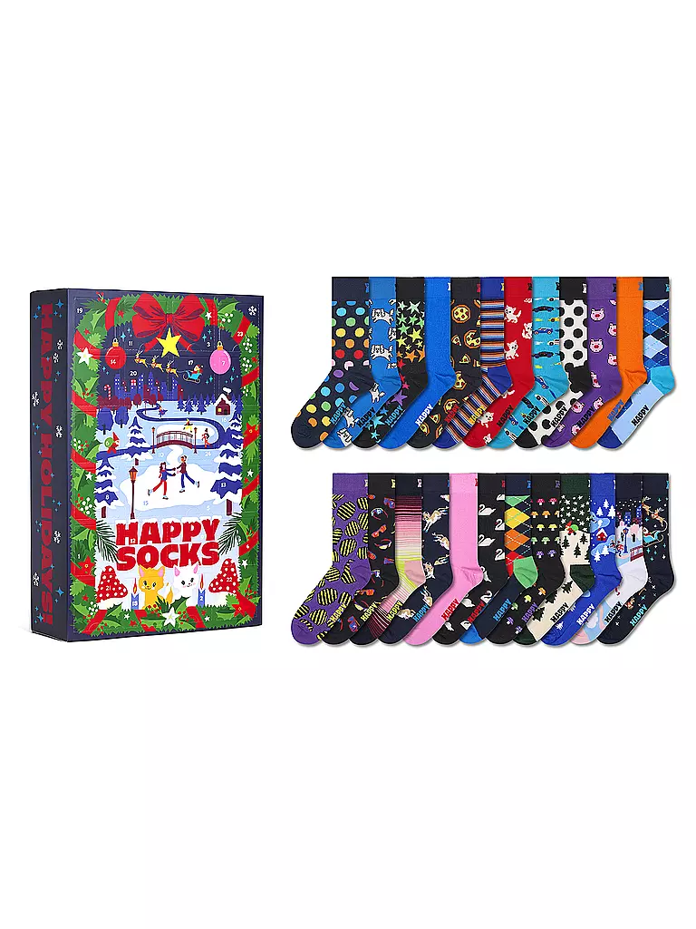 HAPPY SOCKS | Herren Geschenkset 24er Pkg ADVENT CALENDAR 41-46 navy | Dunkelblau