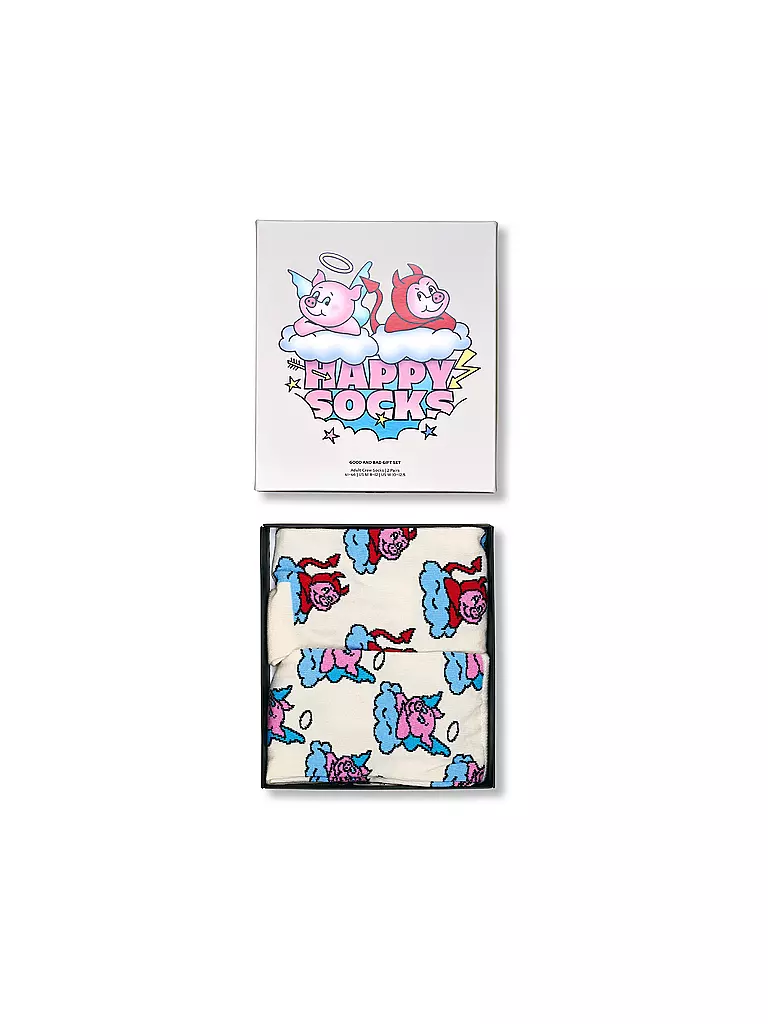 HAPPY SOCKS | Herren Geschenkset 2er Pkg. GOOD BAD PIG 41-46 white | creme